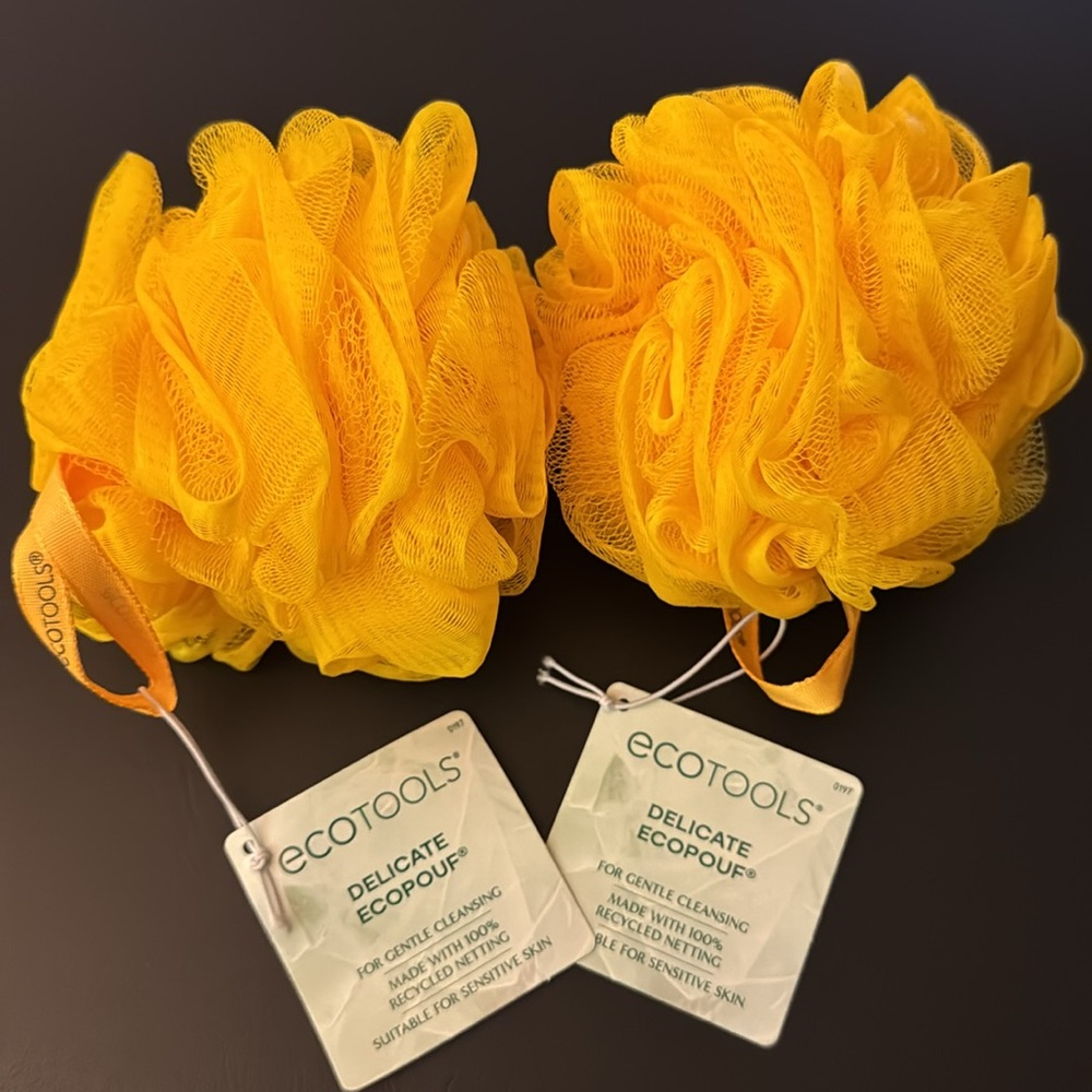NEW - 2 Ecotools Delicate EcoPoufs Shower Loofahs RARE Bath Sponge Sensitive